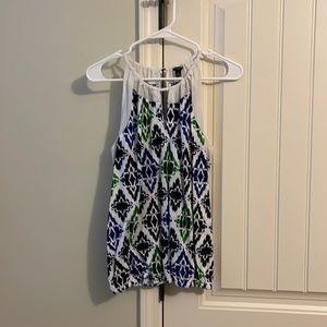 Ann taylor sleeveless blouse medium blue green white